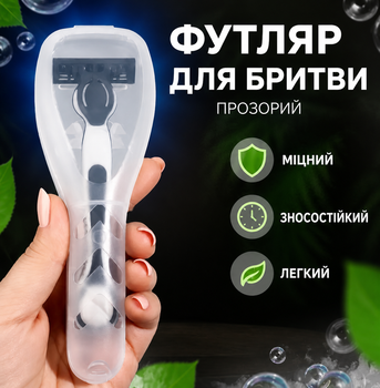 Футляр чехол для бритвы, контейнер для гигиенического хранения бритвенного верстата 17х6х2,5 см, прозрачный (SVS)