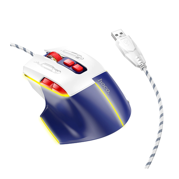 Игровая мышь USB Hoco GM31 Overlord 3600 DPI 1.5 м белая синяя ABS пластик для геймеров