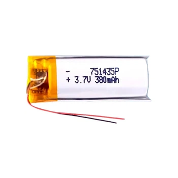 Акумулятор 751435P універсальний з контролером, 75 х 14 х 35 мм (380 mAh) для кейсів навушників, смарт годинника, MP3 плеєрів
