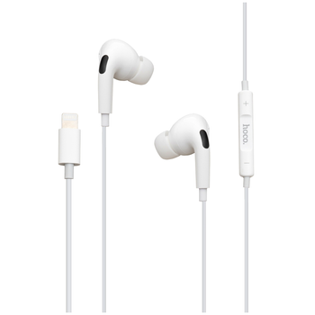 Вакуумні навушники Hoco M1 Pro Lightning 1,2 м білі з мікрофоном та кнопками управління