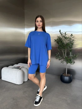 Жіночий прогулянковий костюм (футболка+велосипедки) Uaclothes 46 Синій (like38012-184441350)