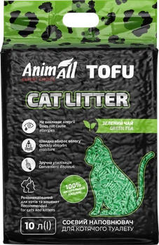 Наповнювач для котячого туалету AnimAll ТОФУ Зелений чай 4.66 кг / 10 літрів