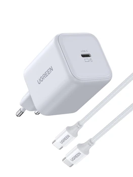 Мережевий зарядний пристрій UGREEN X524 45W USB-C GaN Fast Charger Set White (65055)