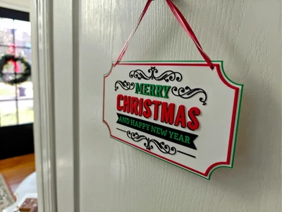 Святкова табличка-вивіска на двері merry christmas and happy new year. Aivory