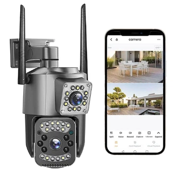 Уличная IP-камера Wi-Fi с двумя линзами SC03 4 Мп / Вайфай камера с датчиком движения / IP камера