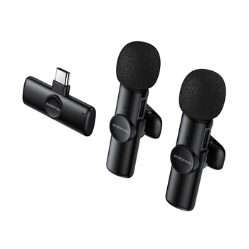 Бездротовий мікрофон BOROFONE BFK16A Wireless Microphone Type-C 2 мікрофона Black