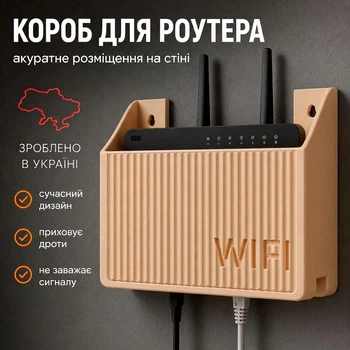 Настенный держатель для Wi-Fi роутера полка для роутера 3D печать PLA органайзер для кабелей на стену бежевый