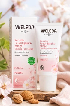 Заспокійливий крем для чутливої шкіри обличчя Weleda Sensitive gesichtscreme calming face cream (з мигдалем та вітамінами) 30 мл