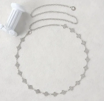 Пояс цепочка четырехлистник silver