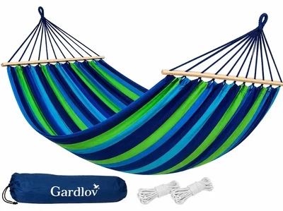 Гамак садовий двомісний Gardlov 21078 XXL, 260×160 см, до 200 кг, з дерев’яними планками, для дачі та відпочинку