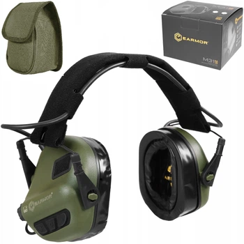 Навушники для стрільби Earmor M31 PLUS + Поясна сумка чохол Olive (153004)
