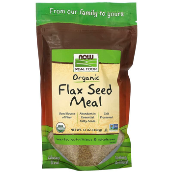 Мука из органических семян льна NOW Foods, Real Food "Flax Seed Meal" сертифицированная, органическая (340 г)