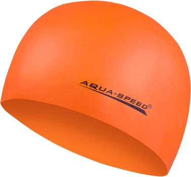 Шапка для плавания Aqua Speed оранжевая силиконовая унисекс для защиты волос и удобства
