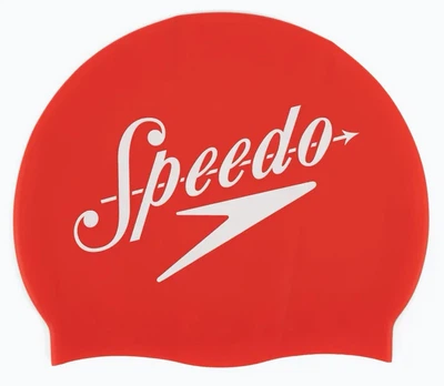Шапка для плавания Speedo красная белая силиконовая унисекс для тренировок и соревнований