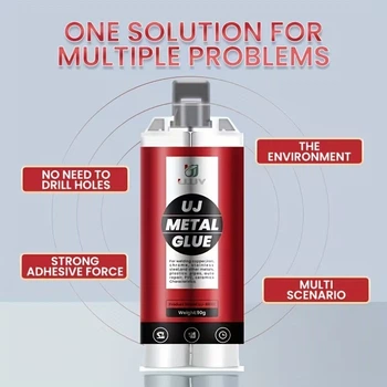 Високоміцний двокомпонентний клей UJ Metal Glue для металу, пластику та кераміки: термостійка ремонтна маса AB, 90 г.