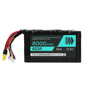 Аккумулятор для FPV дрона BTRY 6s2p 8000 mAh, Lishen LR2170LA Cu+Ni