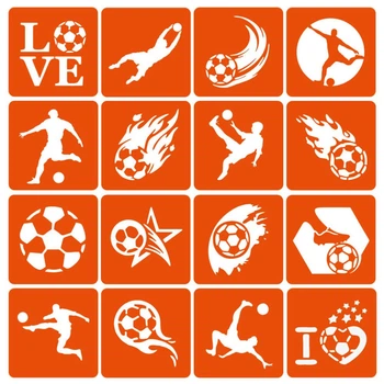 Набор трафаретов для био-тату "Футбол" (football-simple-16) 16 шт, 6х6 см