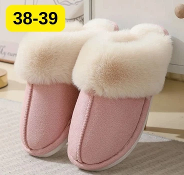 Slippers Женские домашние тапочки с мехом 38–39— тёплые, мягкие, закрытые тапочки для дома , розовые KT8003832