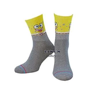 Серые высокие детские носки с широкой резинкой Губка Боб Sponge Bob KidStep 005 12-14 (обувь 20-22)