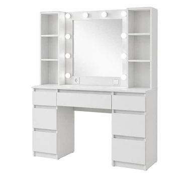 Туалетный столик с подсветкой, розеткой и полками в белом Markson MS651, 120*160*40см