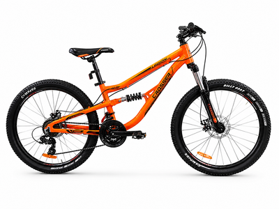Велосипед горный 24" Crosser Legion двухподвес рама 13", 21 скорость Shimano, дисковые тормоза, алюминий