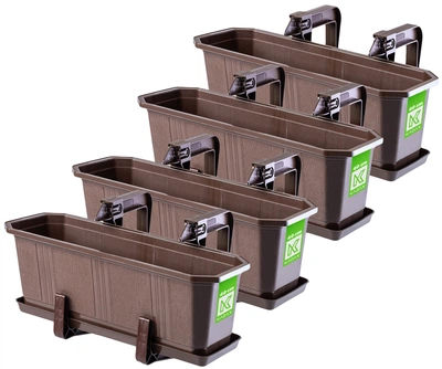 Doniczka balkonowa z uchwytami Kadax Oste 40 cm 4 szt Brązowa (K8224) (5903699475164)