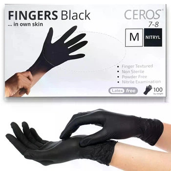 Перчатки нитриловые CEROS Fingers Black M 100 шт