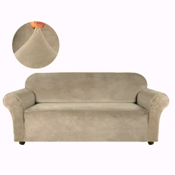 Захисний чохол на тримісний диван Diana Textile Plush Velvet, 190x230 см, Пісочний