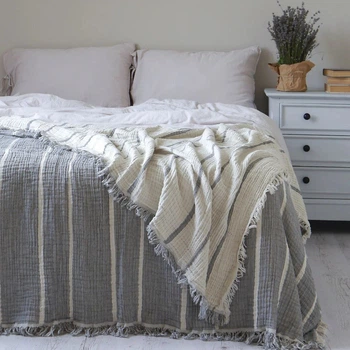 Муслиновое покрывало LA MODNO PEARL GRAY, Полуторный, 170x240 см, Серый