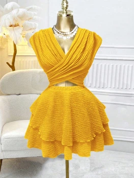 Платье мини Shein sz25042116522632955 S оранжевое (100009993)