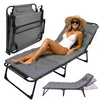 Шезлонг Trizand 27633 2в1 туристическая кровать и шезлонг 190×68×30 см до 120 кг серый