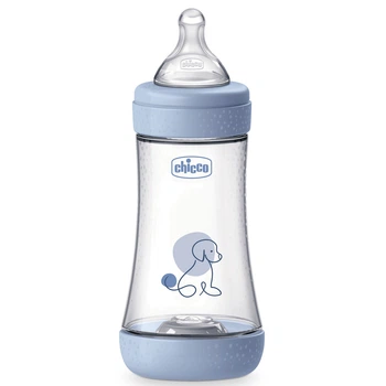 Бутылочка пластик Chicco PERFECT 5 Puppy, 240 мл, соска силикон, 2 м+