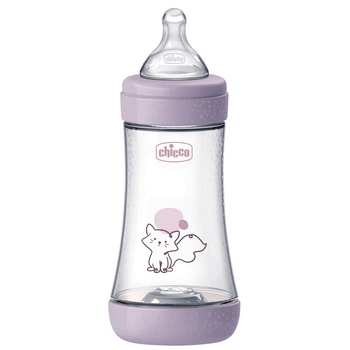 Бутылочка пластик Chicco PERFECT 5 Kitten, 240 мл, соска силикон, 2 м+