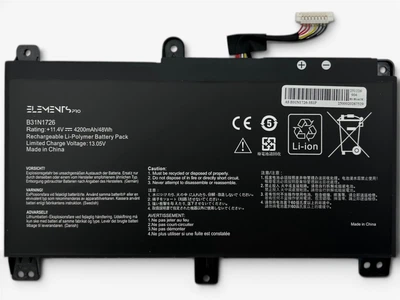 Батарея Elements PRO для Asus TUF Gaming FX504GM FX505DD FX80GE FX86FM A17 FA706II A15 FA506IU Station PX504GD PX505GD 11.4V 4200mAh Long cable (B31N1726-3S1P-4200)