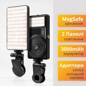 Накамерный LED свет M19 Tricolor 2500-9000K 3000mAh Универсальный магнитный видеосвет с прищепкой для блоггеров, стримов, тикток, фотосессий и макияжа