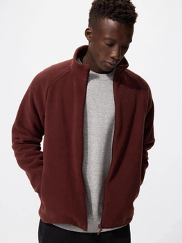 Толстовка на флисе на молнии мужская Uniqlo 663848946 3XL Бордовая (1159860436)