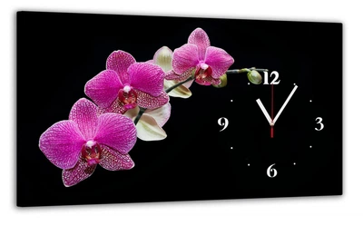 Картина на холсте MAKO Orchid Pink Black с часами 30×53 см бесшумный плавный ход кварцевый механизм 3053-017