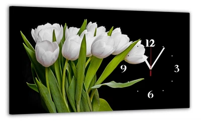 Картина на холсте MAKO Tulips Black с часами 30×53 см бесшумный плавный ход кварцевый механизм 3053-003