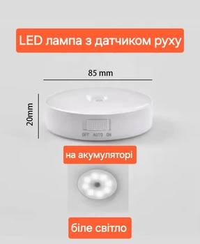 LED лампа з датчиком руху на акумуляторі магнітне кріплення