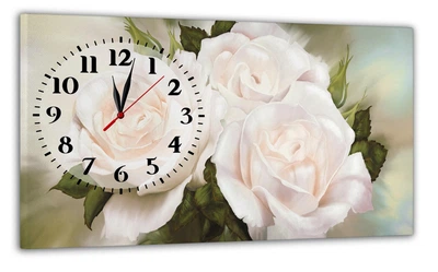 Картина на холсте MAKO Roses White с часами 30×53 см бесшумный плавный ход кварцевый механизм 3053-002