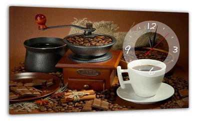 Картина на холсте MAKO Coffee Cup Brown с часами 30×53 см бесшумный плавный ход кварцевый механизм 3053-014