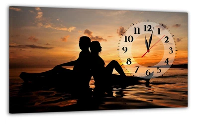 Картина на холсте MAKO Couple Sea Sunset Relax с часами 30×53 см бесшумный плавный ход кварцевый механизм 3053-052