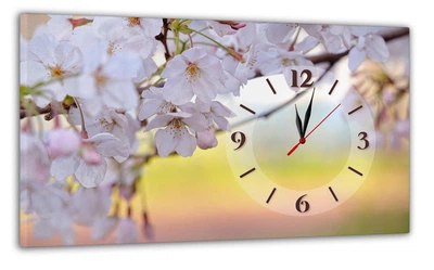 Картина на холсте MAKO Sakura Spring Light с часами 30×53 см бесшумный плавный ход кварцевый механизм 3053-038