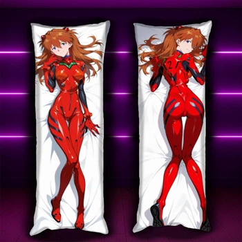 Дакимакура 150х50 см Аска Ленгли Евангелион Лэнгли Neon Genesis Evangelion Asuka Langley Подушка с наволочкой двусторонняя