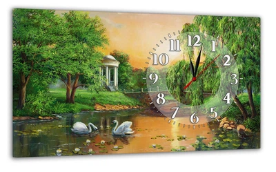 Картина на холсте MAKO Park Bridge Sunset с часами 30×53 см бесшумный плавный ход кварцевый механизм 3053-024