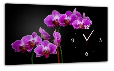 Картина на холсте MAKO Orchid Purple Black с часами 30×53 см бесшумный плавный ход кварцевый механизм 3053-034