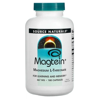 Магнетин Магній L-треонат Source Naturals (Magtein) 667 мг 180 капсул SNS02486