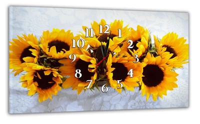 Картина на холсте MAKO Sunflowers Bouquet Bright с часами 30×53 см бесшумный плавный ход кварцевый механизм 3053-065