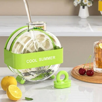 Форма для льда 2 в 1 с бутылкой и трубочкой Ice Cup, зелёная