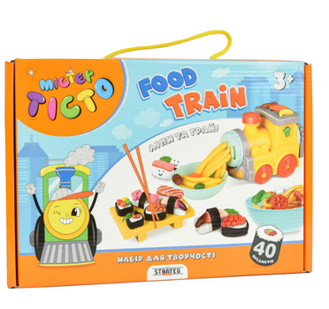 Набор для творчества Мистер тесто Food Train Strateg 41027, пластилин для лепки еды, детский 3+